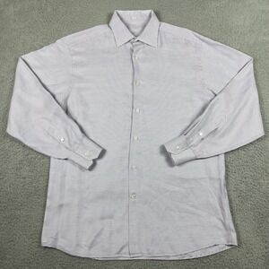 J. Hilburn Dress Shirt Mens XL-Slim XXL Blue Red White Micro Pattern Long Sleeve